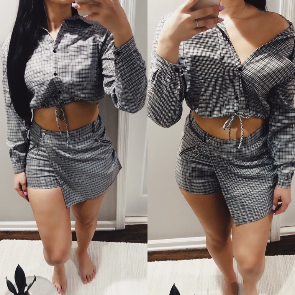 Plaid Crop Top and Skirt Set